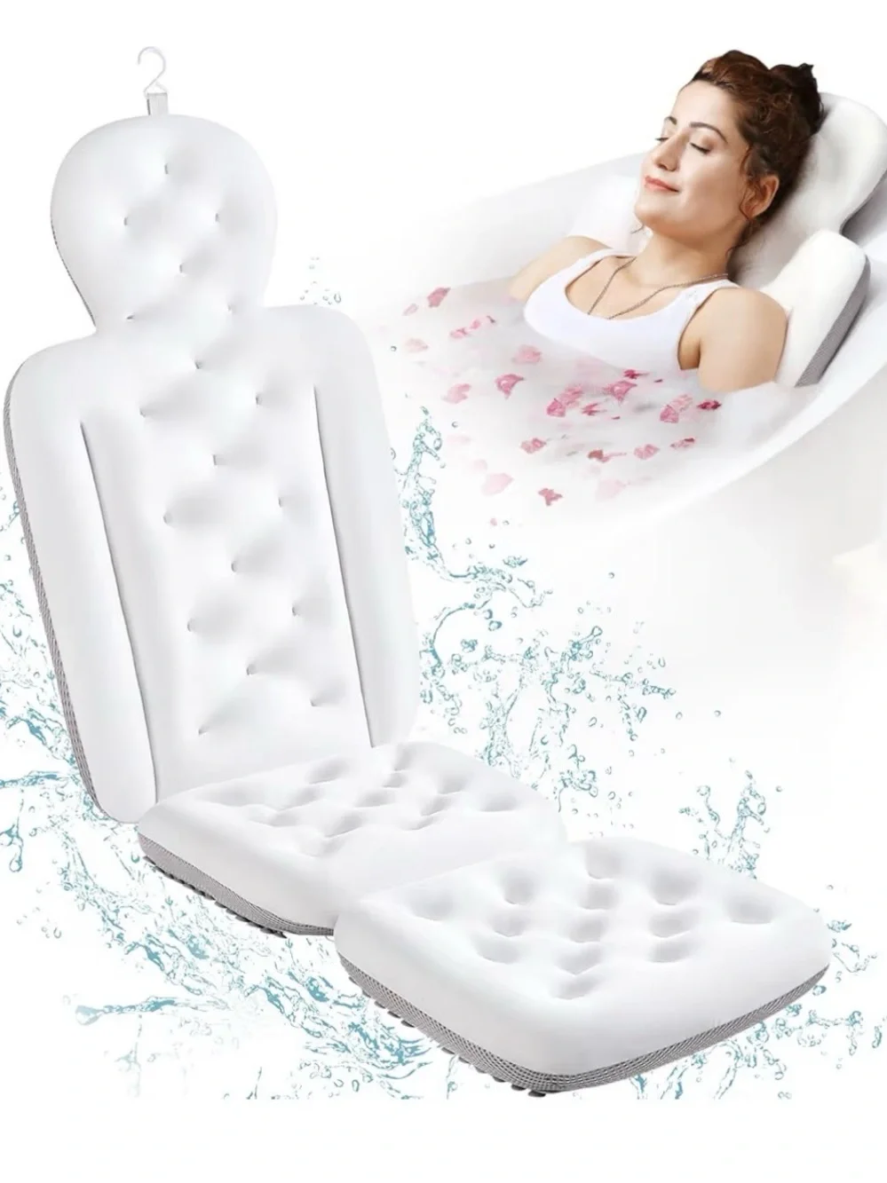 White Bath Pillow Cushion for Tub Relaxation